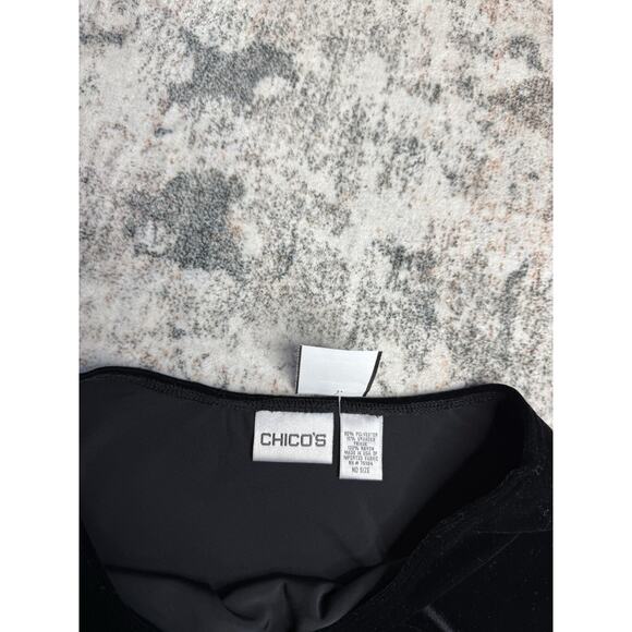 Chico’s Velvet Fringe Poncho Shawl Black USA One Size Elegant Neutral Goth - Picture 3 of 3
